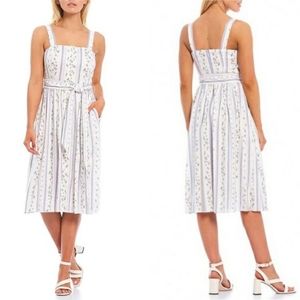 Antonio Melani Daniela Linen Button-Front Midi Belted Midi Dress